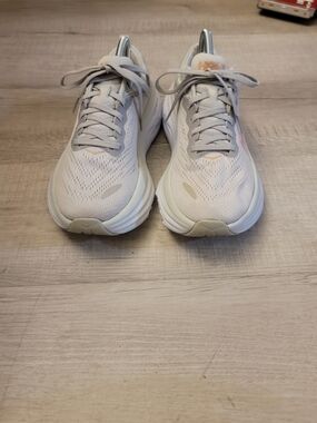 Hoka Women's Neutral Running Shoes in Light Beige and Peach Accent